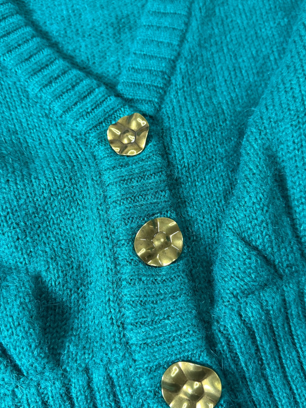 Farm Rio | Knit Cropped Cardigan Balloon Sleeve Sweater | Green | Size M - Picture 4 of 14